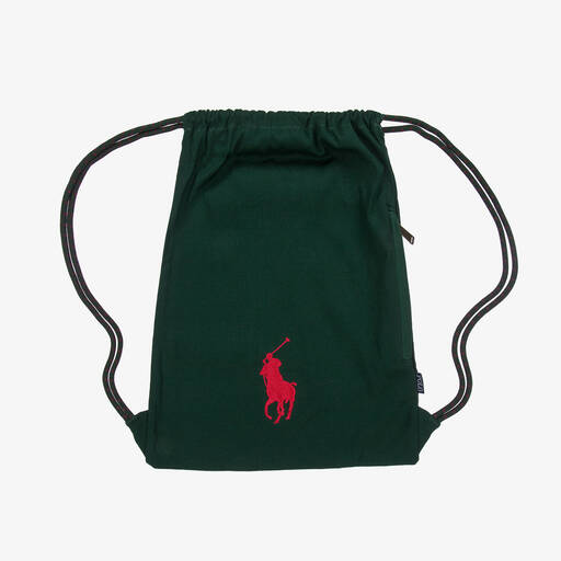 Ralph Lauren-حقيبة ظهر برباط قطن كانفاس لون أخضرغامق (49 سم) | Childrensalon