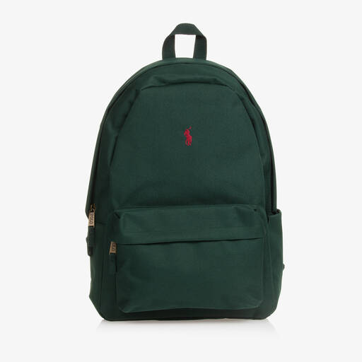Ralph Lauren-حقيبة ظهر بشعار بوني كانفاس لون أخضر(45 سم) | Childrensalon