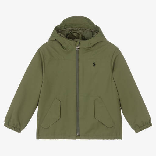 Ralph Lauren-Khaki Green P-Layer 1 Hooded Jacket | Childrensalon