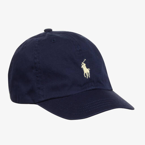 Ralph Lauren-Navy Blue Cotton Pony Logo Cap | Childrensalon
