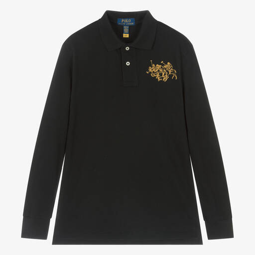 Ralph Lauren-Poloshirt mit Dreifach-Pony Schwarz | Childrensalon