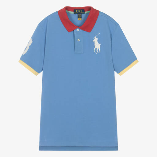 Ralph Lauren-Teen Boys Blue Cotton Polo Shirt | Childrensalon