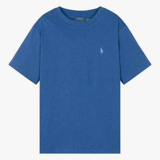 Ralph Lauren-Teen Boys Blue Cotton Pony Logo T-Shirt | Childrensalon