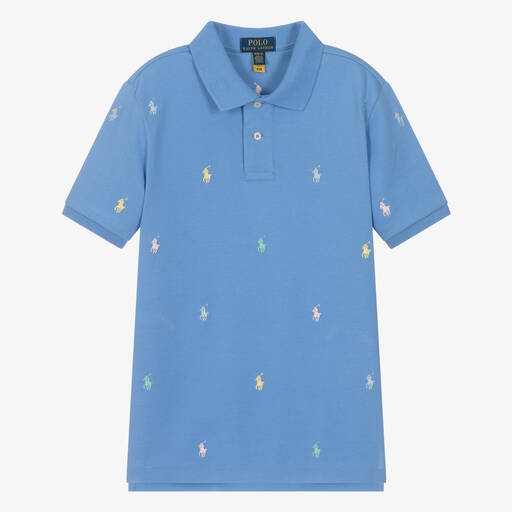 Ralph Lauren-Teen Boys Blue Cotton Pony Polo Shirt | Childrensalon
