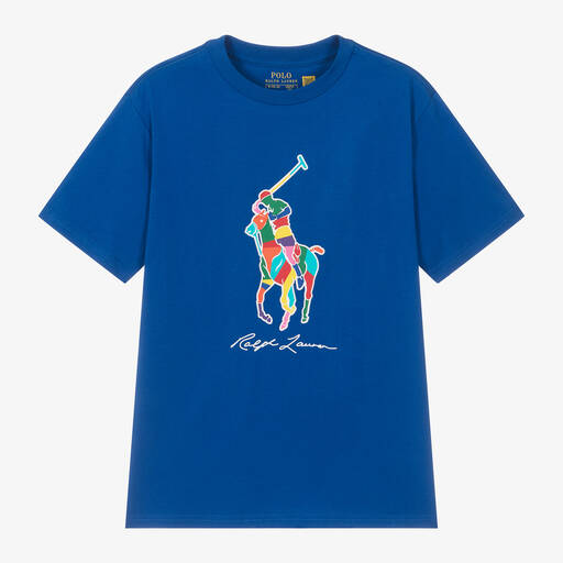 Ralph Lauren-Teen Boys Blue Cotton Pony T-Shirt | Childrensalon