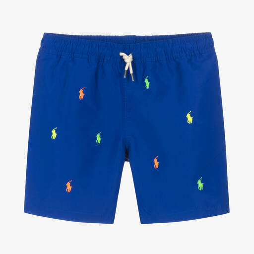 Polo Ralph Lauren-Teen Boys Blue Logo Swim Shorts | Childrensalon