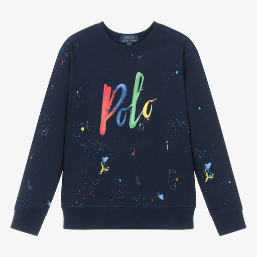 Ralph Lauren-Teen Boys Blue Paint Splatter Sweatshirt | Childrensalon