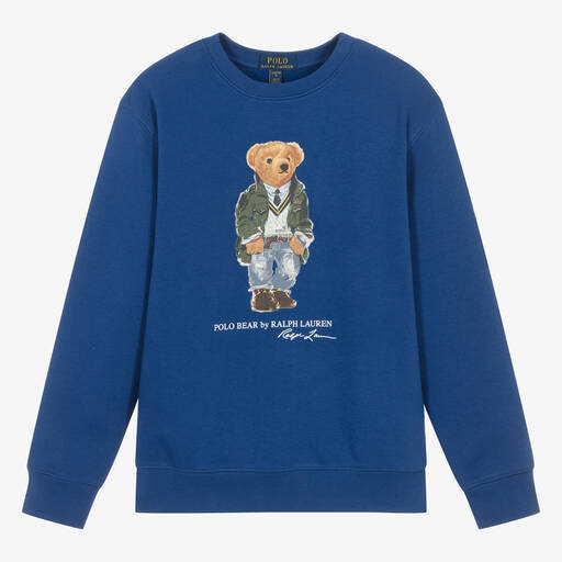 Ralph Lauren-Teen Boys Blue Polo Bear Sweatshirt | Childrensalon