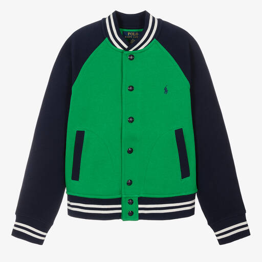 Ralph Lauren-Teen Boys Green Cotton Jersey Bomber Jacket | Childrensalon