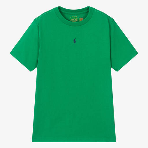 Ralph Lauren-T-shirt vert en coton Pony ado garçon | Childrensalon