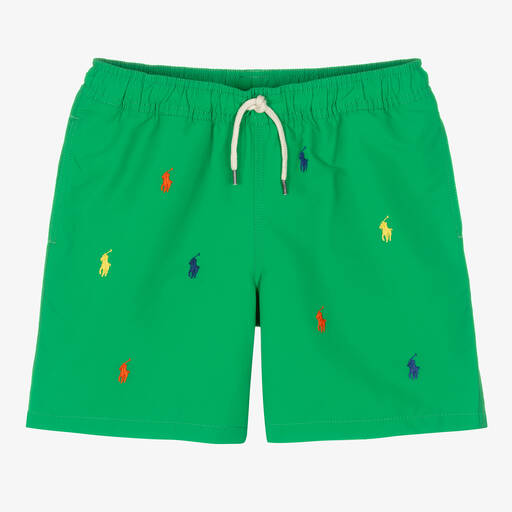 Ralph Lauren-Teen Boys Green Polo Pony Swim Shorts | Childrensalon