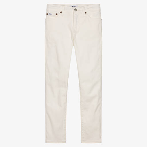Ralph Lauren-Teen Boys Ivory Slim Stretch Denim Jeans | Childrensalon