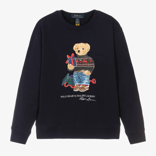 Ralph Lauren-Teen Boys Navy Blue Polo Bear Sweatshirt | Childrensalon