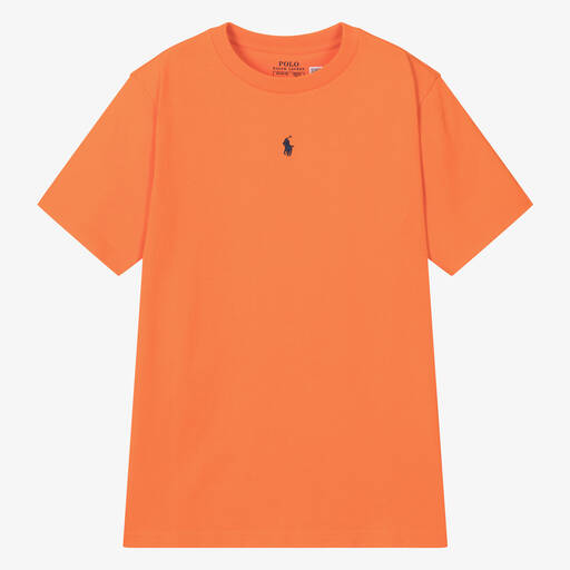 Ralph Lauren-T-shirt orange en coton Pony ado | Childrensalon