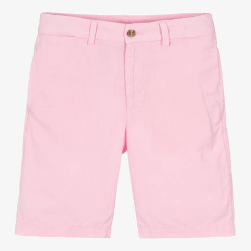 Ralph Lauren-Teen Boys Pink Linen & Cotton Shorts | Childrensalon