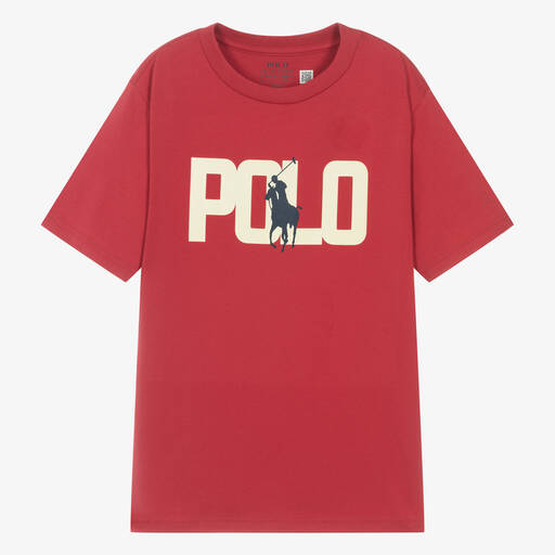 Ralph Lauren-Teen Boys Red Cotton Big Pony T-Shirt | Childrensalon