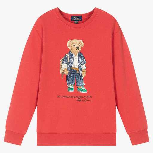 Ralph Lauren-Teen Boys Red Polo Bear Sweatshirt | Childrensalon