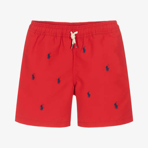 Ralph Lauren-Teen Boys Red Pony Logo Swim Shorts | Childrensalon