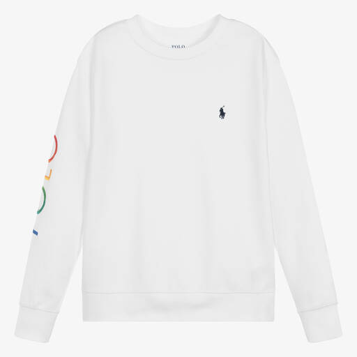 Ralph Lauren-Teen Boys White Cotton Polo Sweatshirt | Childrensalon
