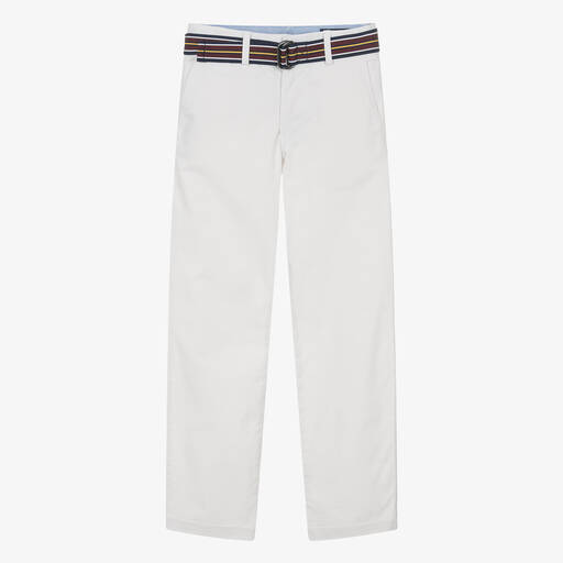Ralph Lauren-Teen Boys White Cotton Twill Chino Trousers | Childrensalon