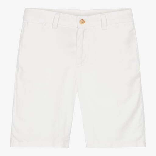 Ralph Lauren-Teen Boys White Linen & Cotton Shorts | Childrensalon