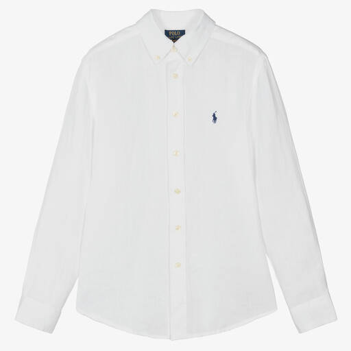 Ralph Lauren-Teen Boys White Linen Shirt | Childrensalon
