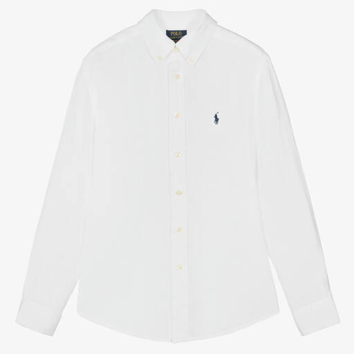 Ralph Lauren-Teen Boys White Linen Shirt | Childrensalon