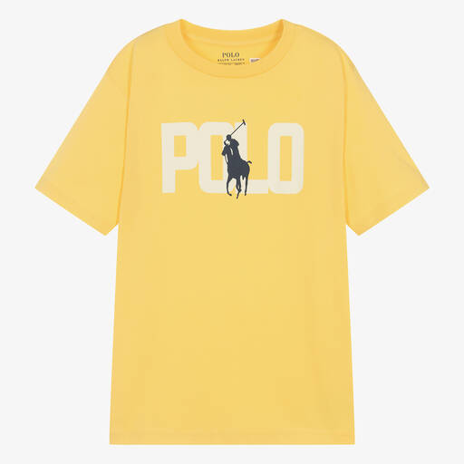 Ralph Lauren-Teen Boys Yellow Cotton Big Pony T-Shirt | Childrensalon