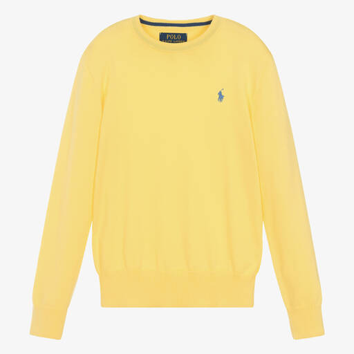 Ralph Lauren-Teen Boys Yellow Cotton Knit Sweater | Childrensalon