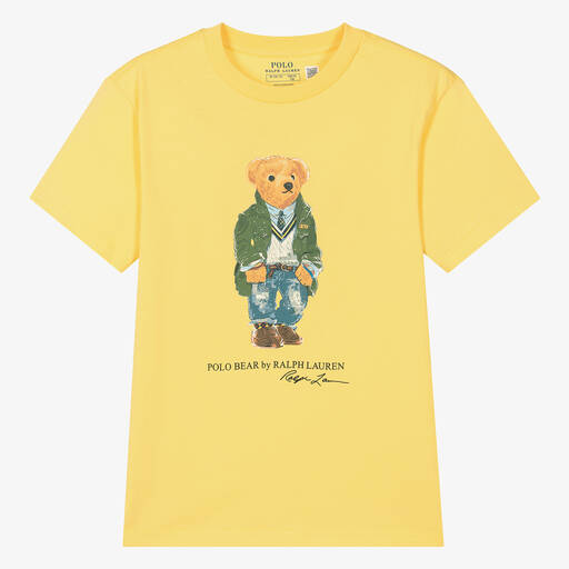 Ralph Lauren-Teen Boys Yellow Cotton Polo Bear T-Shirt | Childrensalon
