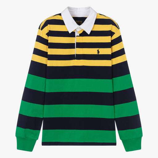 Ralph Lauren-Teen Boys Yellow Stripe Rugby Shirt | Childrensalon