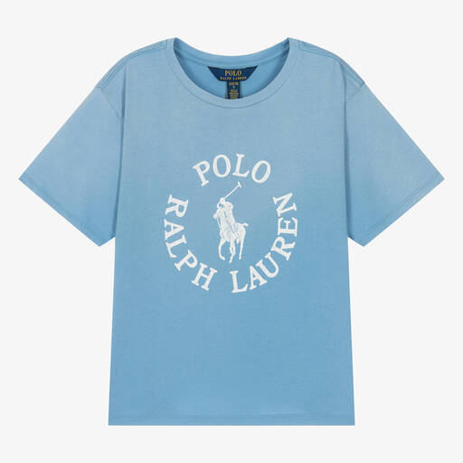 Ralph Lauren-Teen Girls Blue Cotton T-Shirt | Childrensalon
