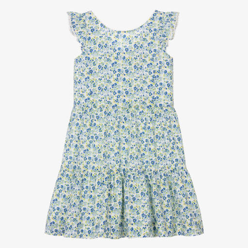 Ralph Lauren-Teen Girls Blue Floral Print Cotton Dress | Childrensalon