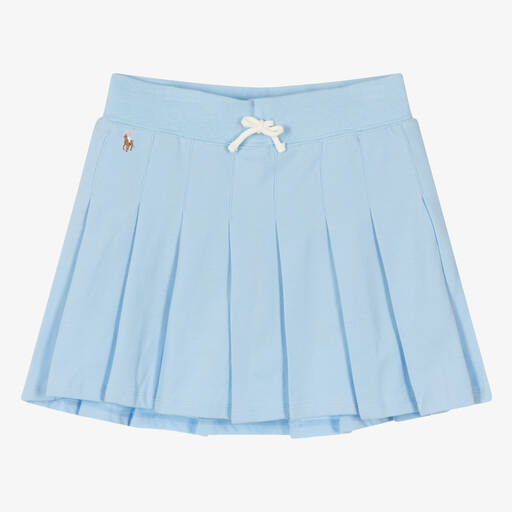 Ralph Lauren-Teen Girls Blue Pleated Cotton Skort | Childrensalon