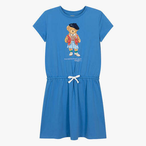 Ralph Lauren-Teen Girls Blue Polo Bear Dress | Childrensalon