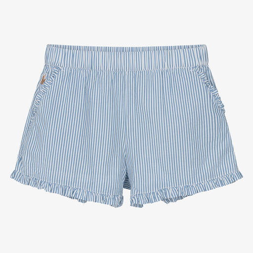 Ralph Lauren-Teen Girls Blue & White Stripe Cotton Shorts | Childrensalon
