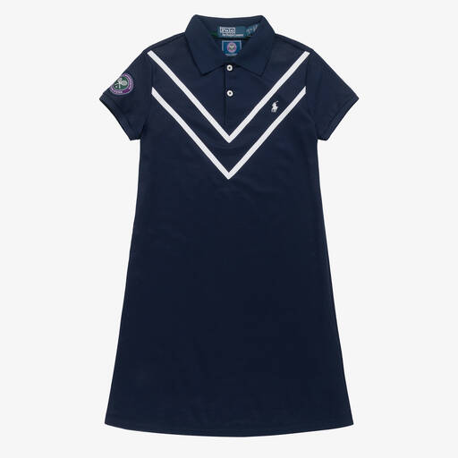 Ralph Lauren-Teen Girls Blue Wimbledon Polo Dress | Childrensalon