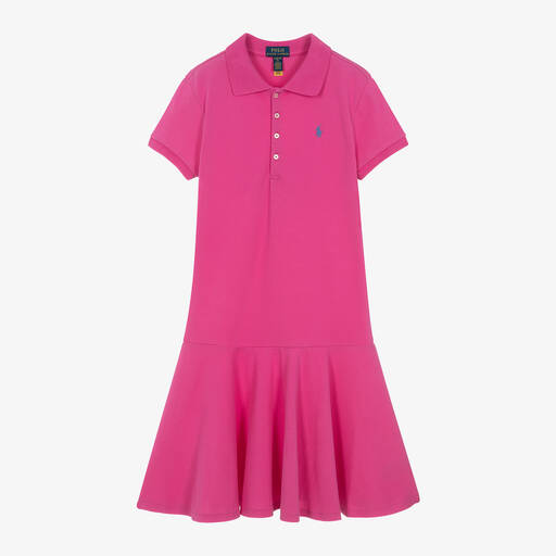 Ralph Lauren-Teen Girls Fuchsia Pink Cotton Polo Dress | Childrensalon