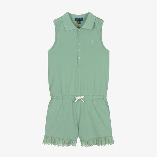 Polo Ralph Lauren-Зеленый хлопковый комбинезон поло | Childrensalon