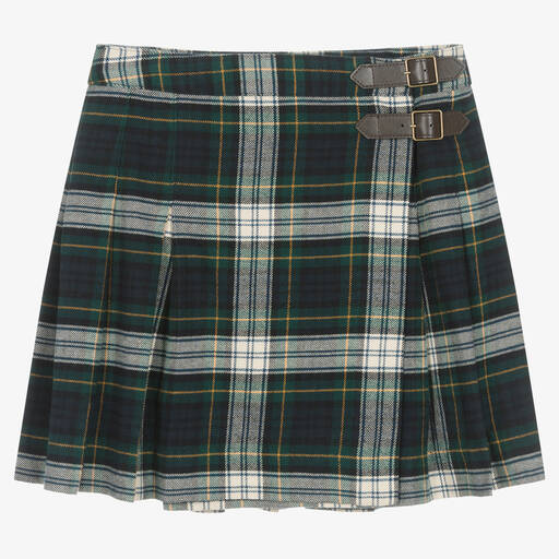 Ralph Lauren-Teen Girls Green Tartan Check Skirt | Childrensalon