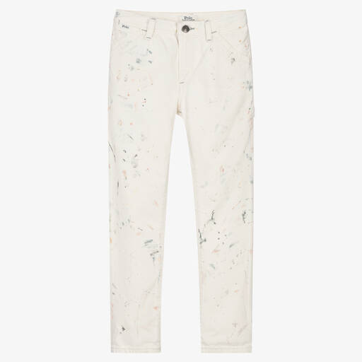Ralph Lauren-Teen Girls Ivory Paint Splatter Jeans | Childrensalon