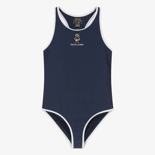 Ralph Lauren-Teen Girls Navy Blue Polo Bear Swimsuit | Childrensalon