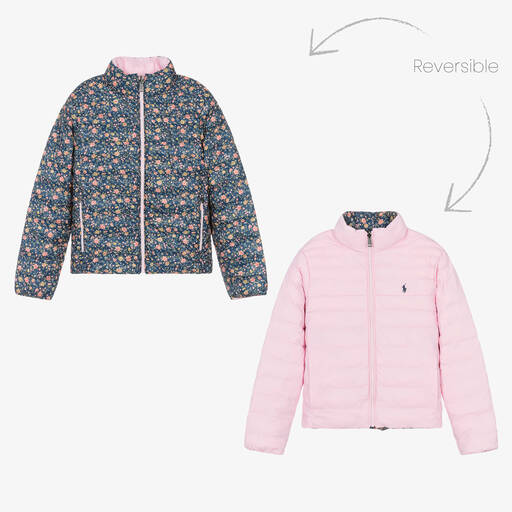 Ralph Lauren-Teen Girls Pink & Blue Reversible Jacket | Childrensalon