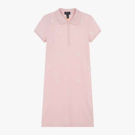 Ralph Lauren-Teen Girls Pink Cotton Piqué Polo Dress | Childrensalon
