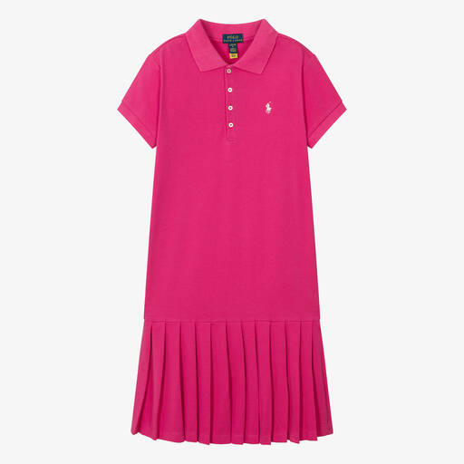 Ralph Lauren-Teen Girls Pink Cotton Polo Dress | Childrensalon