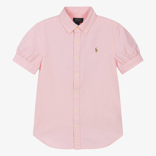 Ralph Lauren-Teen Girls Pink Oxford Cotton Shirt | Childrensalon