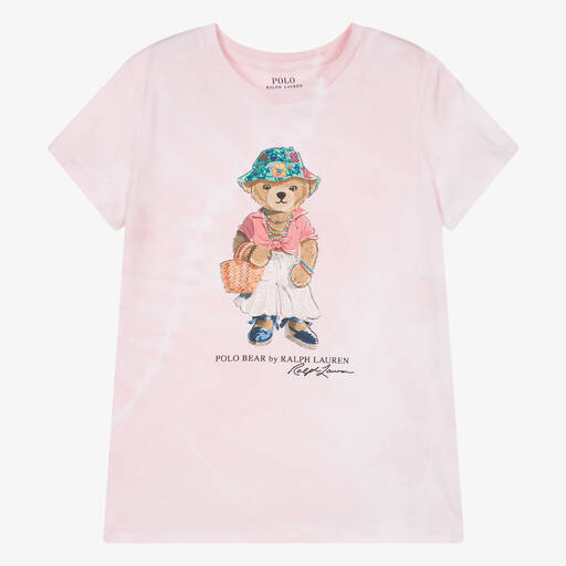 Ralph Lauren-Teen Girls Pink Polo Bear Cotton T-Shirt | Childrensalon