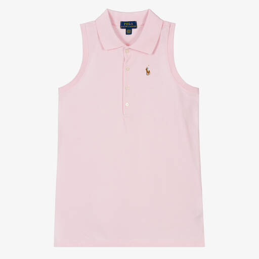 Ralph Lauren-Teen Girls Pink Sleeveless Polo Shirt | Childrensalon