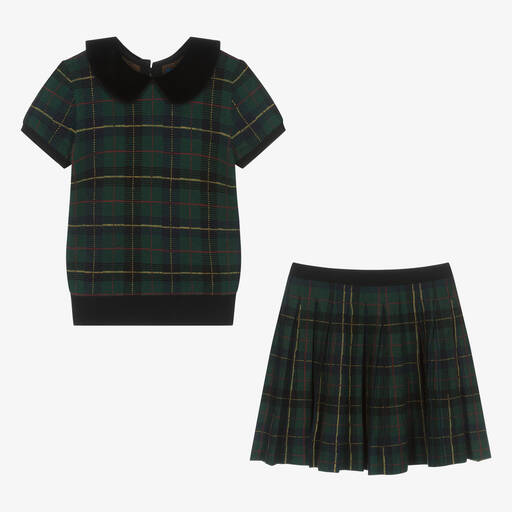 Ralph Lauren-Teen Girls Tartan Wool Knit Skirt Set | Childrensalon