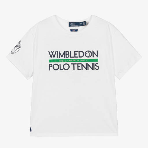 Polo Ralph Lauren-Teen Girls White Cotton Wimbledon T-Shirt | Childrensalon